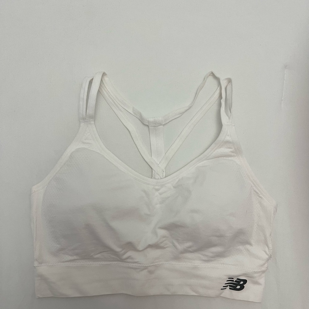 New Balance White Racerback Sports Bra Medium Support